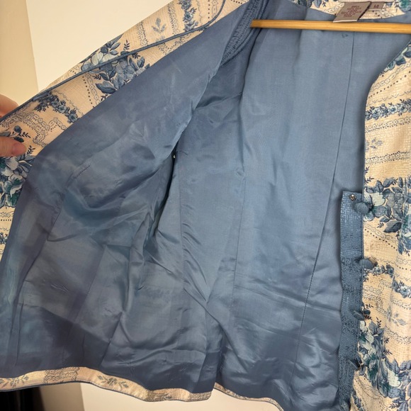 Adrianna Papell VTG 100% Silk Floral‎ Jacket Size 14 Button Front Elegant Formal - Picture 3 of 9